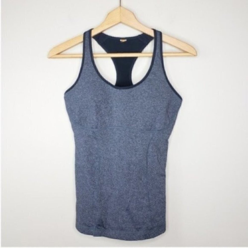 Lucy Heather Gray Racerback Tank Top Shelf Bra Cups